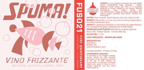 Denny Bini FUSO 'Spuma', Vino Frizzante, Lambrusco di Sorbara