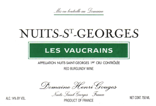 Domaine Henri Gouges Nuits-St-Georges Vaucrains, 1er Cru