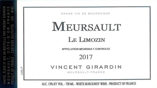 Vincent Girardin Meursault Le Limozin Blanc