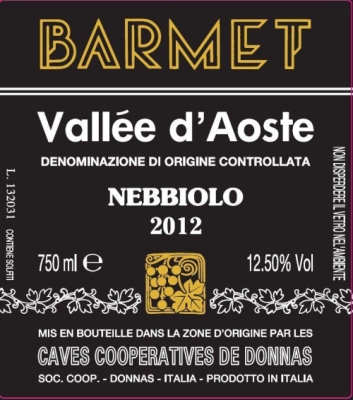 Caves Cooperatives de Donnas Valle d'Aosta 'Nebbiolo Barmet'