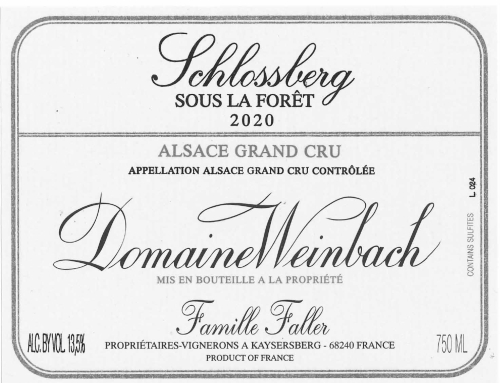 Domaine Weinbach Schlossberg Sous La Foret, Grand Cru