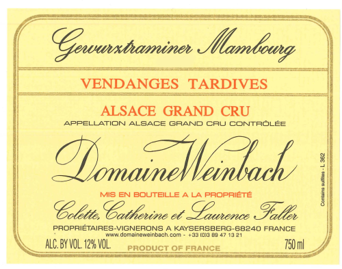 Domaine Weinbach Gewurztraminer Mambourg Vendanges Tardives