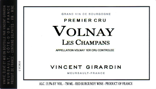 Vincent Girardin Volnay Les Champans, 1er Cru